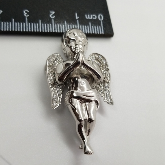 925 Sterling Silver CZ Gold Finished Pendant - Picture 5 of 8